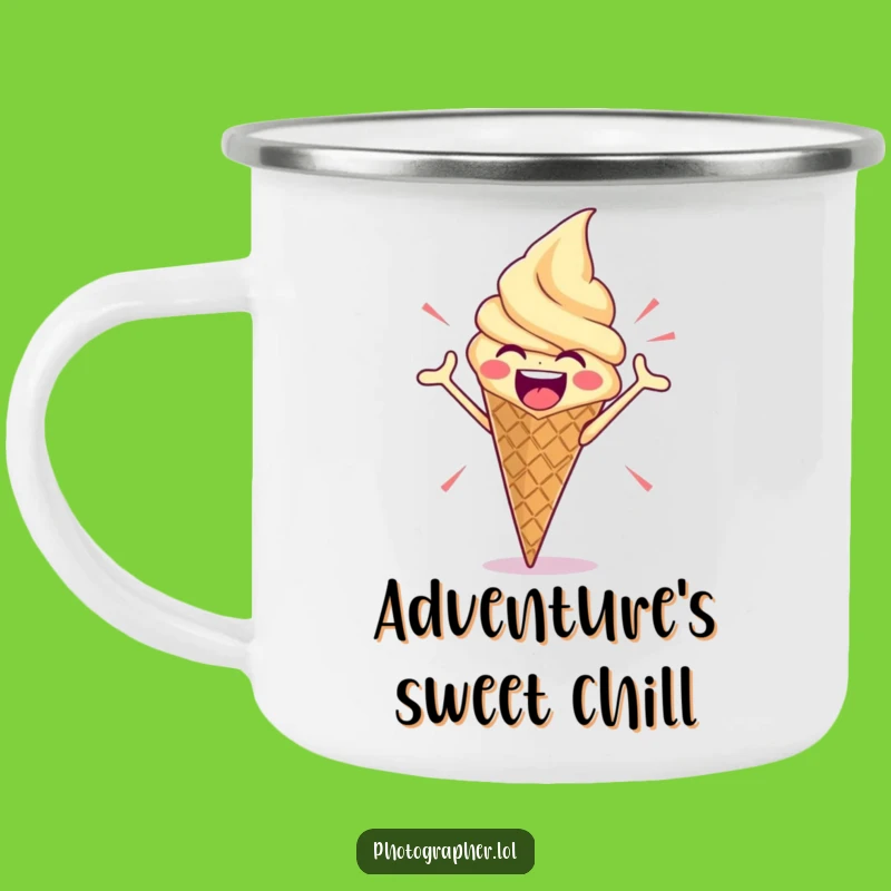 Funny Ice Cream Pose Camping Mug: Dramatic Adventures Start Here!