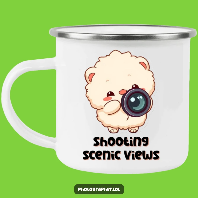 Funny Fluffy Photographer Camping Mug: Cheerful Outdoor Shutterbug Drinkware, Great Gift