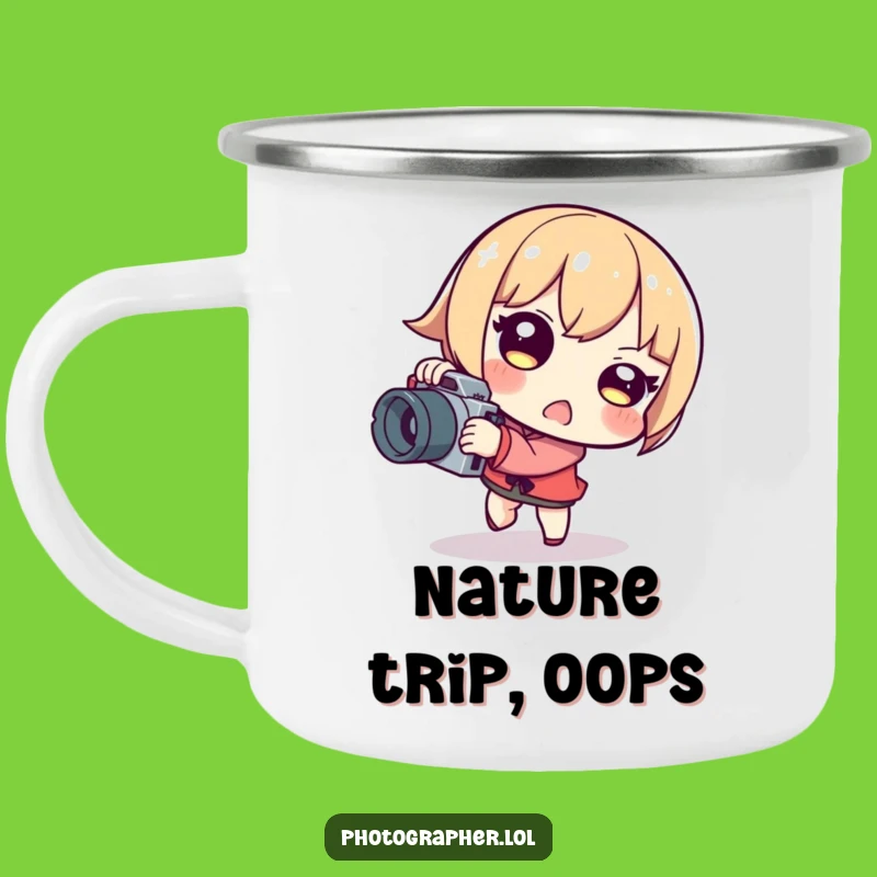 Funny Tripping Photographer Camping Mug: Adventure With A Humorous Mishap