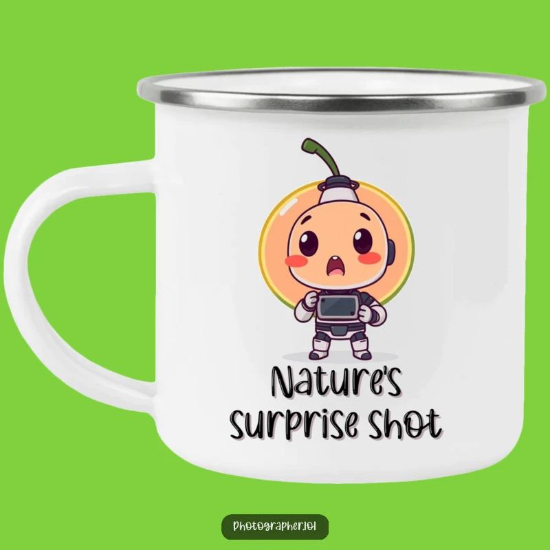 Funny Fruit Robot Camping Mug: Adventures Captured with Humor!