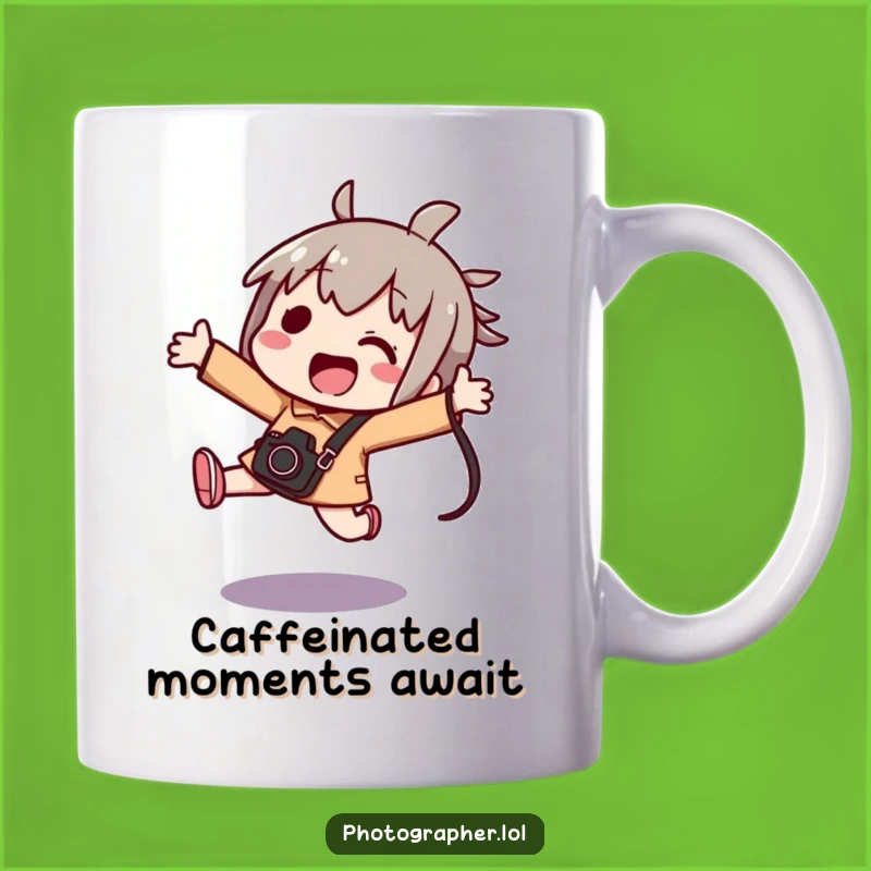 Funny Kawaii Photographer Mug - Excited Jumper's Camera Bag Gift