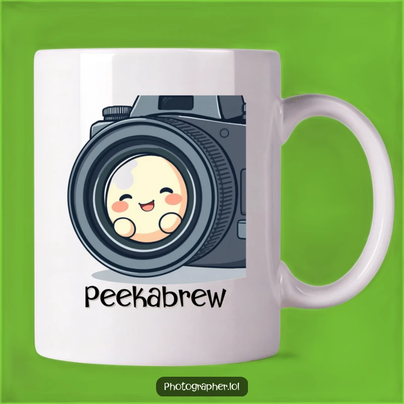 Funny Blob Photographer Mug: Giggling Character, Vintage Camera, Perfect Funny Gift