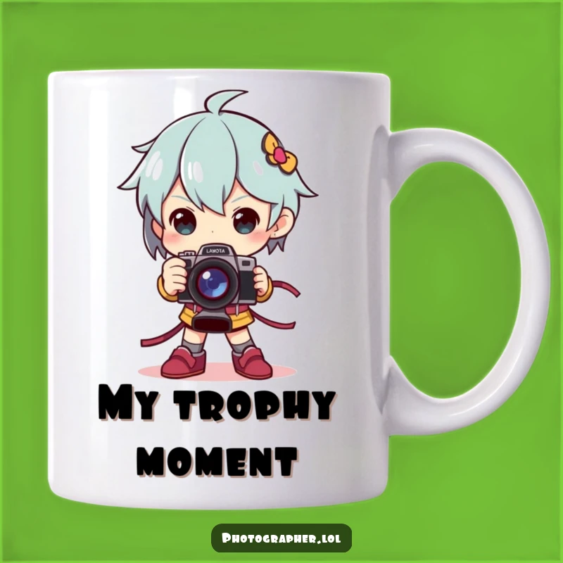 Funny Dramatic Photographer Mug: Camera Trophy Pose, Perfect Gift