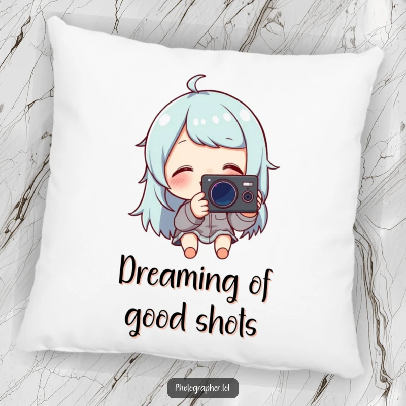 Funny pillow featuring a happy character giggling at their camera screen, adding humor to any cozy space.