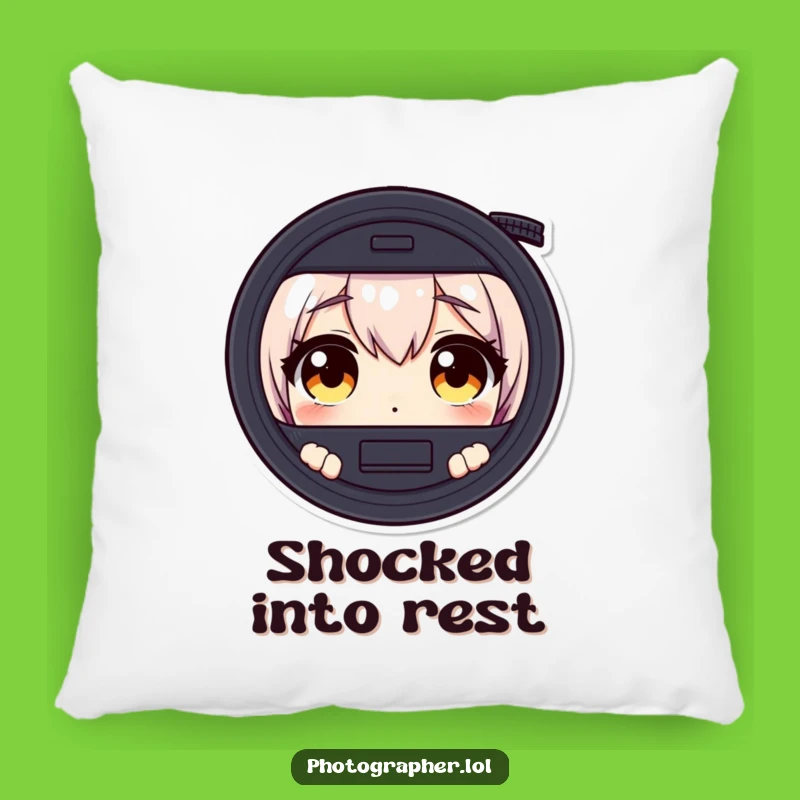 Funny Surprised Photographer Pillow - Cozy Wide-Eyed Camera Accent