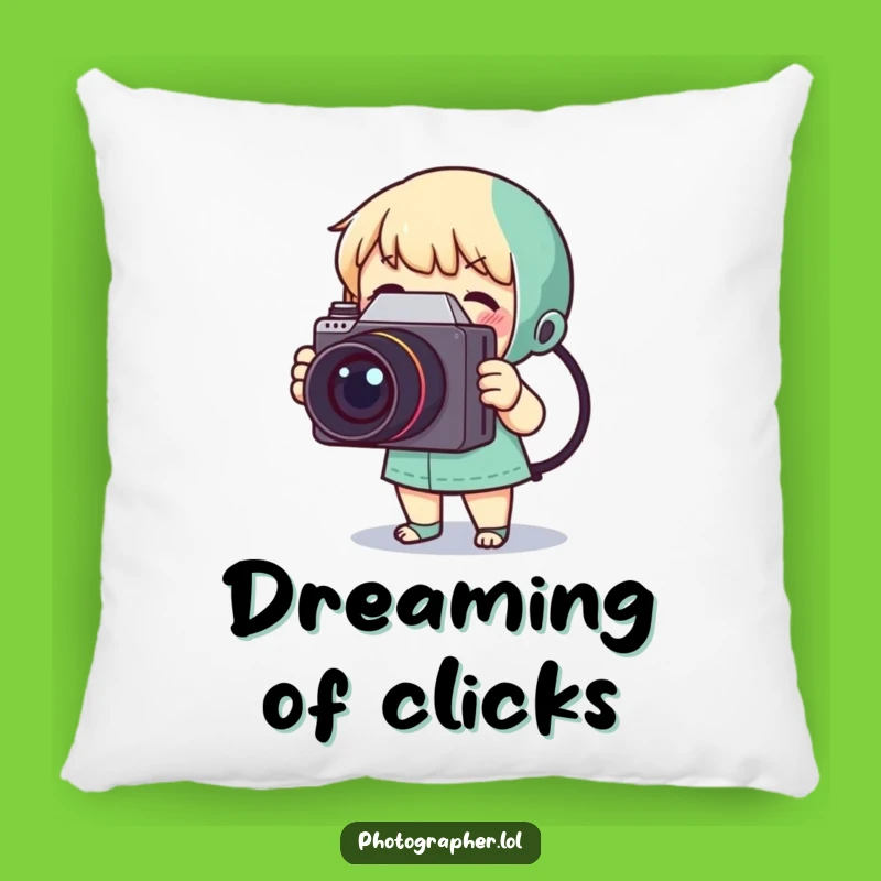 Funny Tiny Photographer Pillow: Vintage Camera Comfort, Cozy Humorous Gift