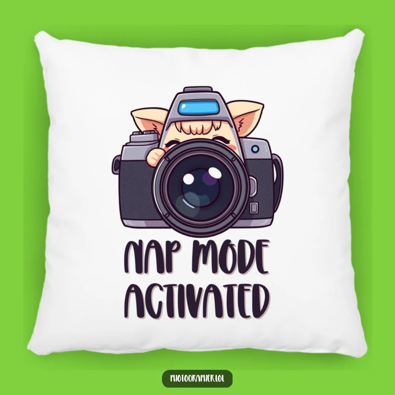 Funny Winking Camera Pillow: Cozy Playful Photographer Humor Cushion