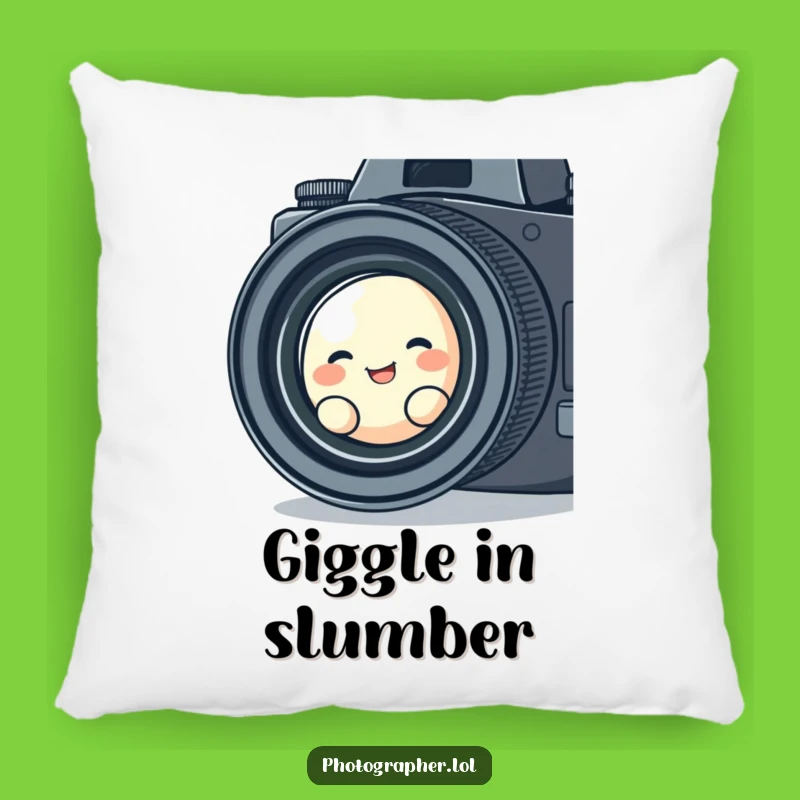 Funny Blob Photographer Pillow: Giggling Character, Comfy and Hilarious Decor