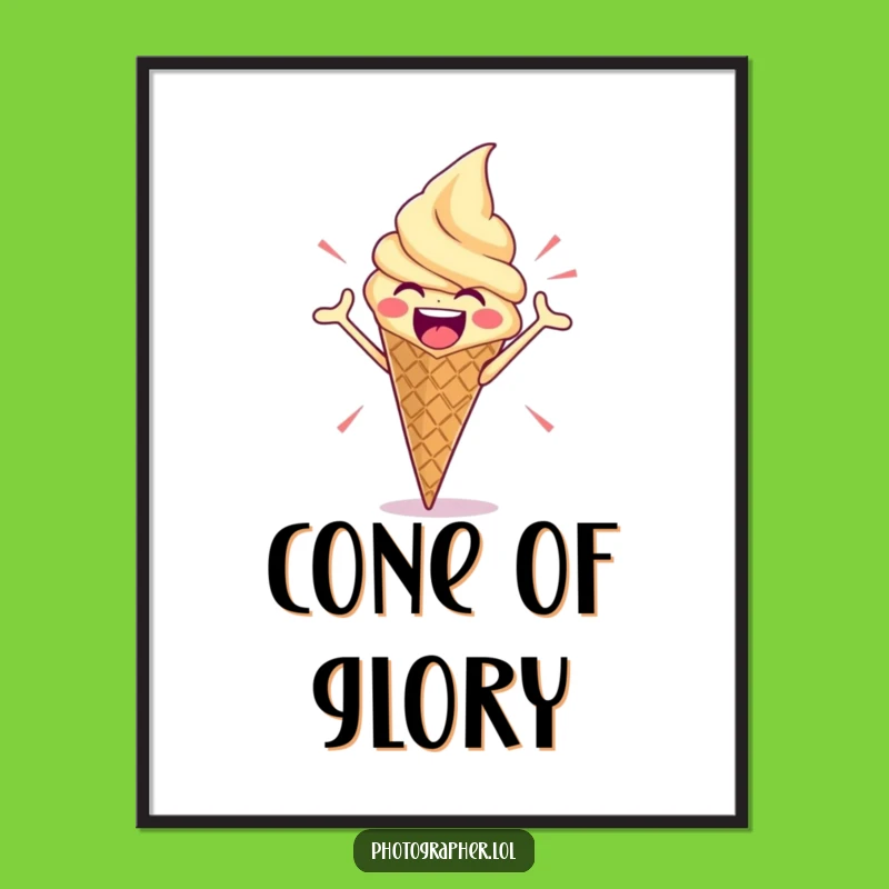 Funny Ice Cream Pose Digital Art: Frame Your Dramatic Flair!