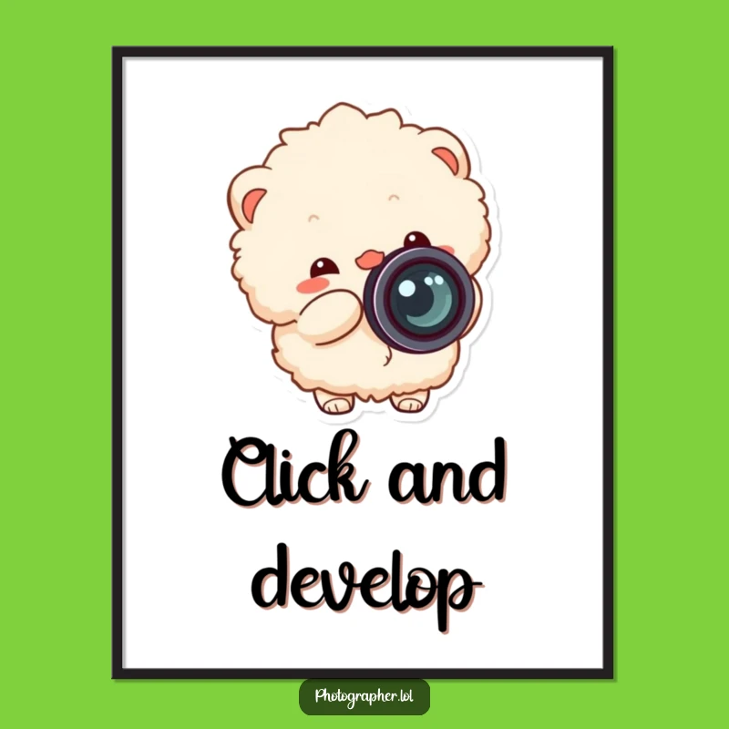 Funny Fluffy Photographer Digital Art: Cheerful Shutterbug Decor, Instant Funny Gift