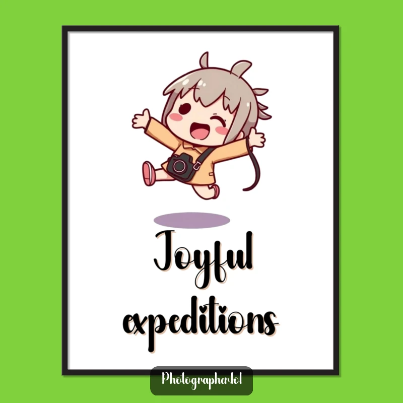 Funny Kawaii Photographer Digital Art - Excited Jumper's Photo Print