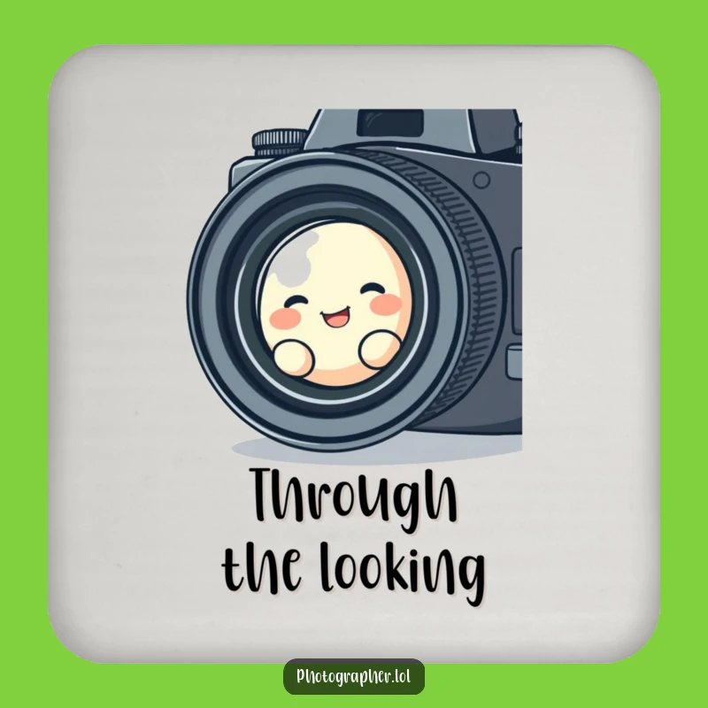 Funny Blob Photographer Coaster Set: Giggling Character, Protect Surfaces Hilariously