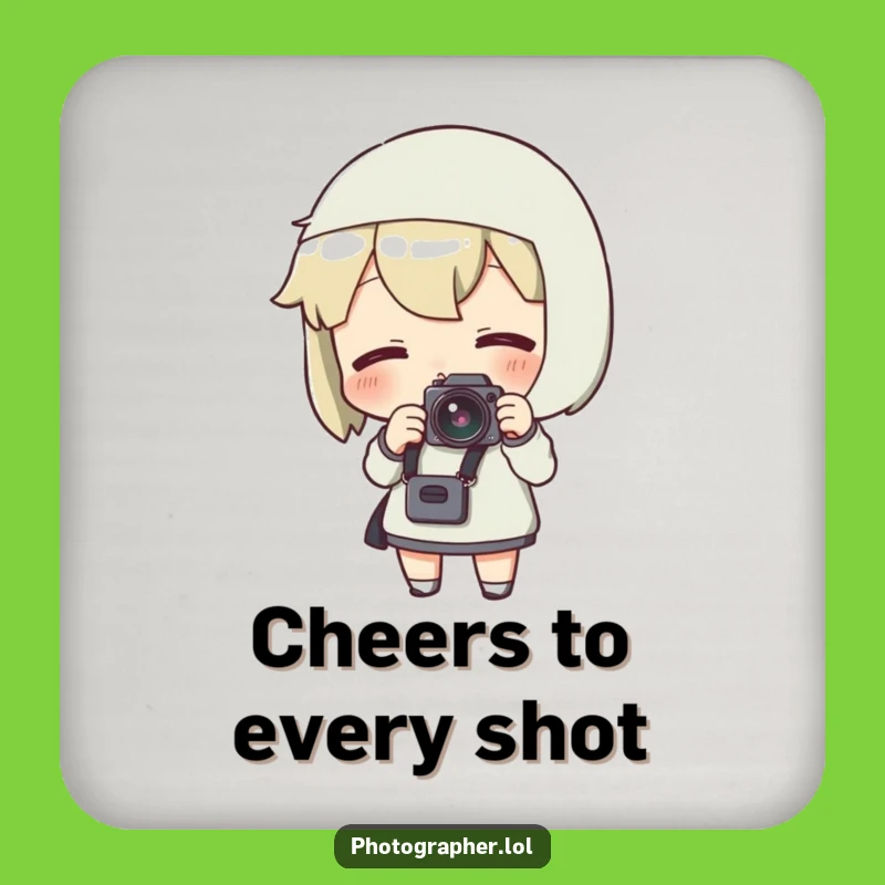 Funny Photographer Coaster: Excited Camera Protector, Unique Gift
