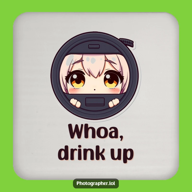 Funny Surprised Photographer Coaster - Wide-Eyed Camera Decor