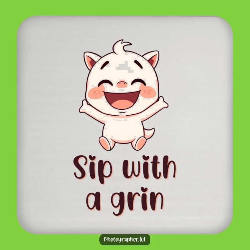Funny Coaster: Silly Pose Grin, Protect Surfaces with Humor