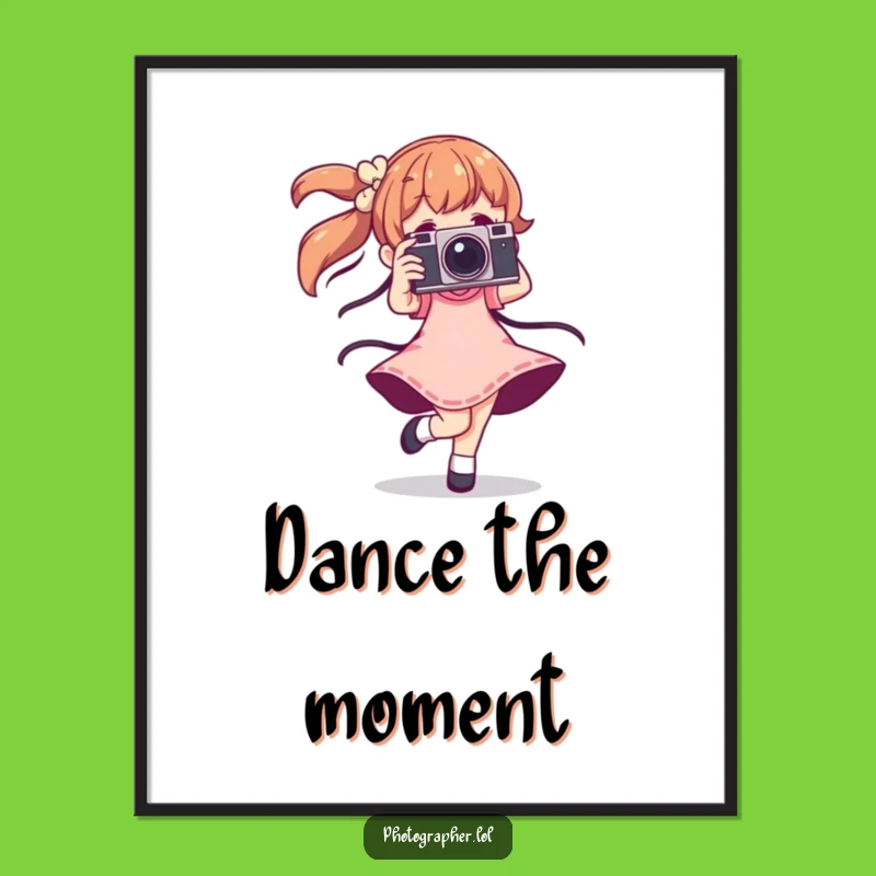 Funny Dancing Photographer Poster: Wall Art That Captures Vintage Camera Vibes
