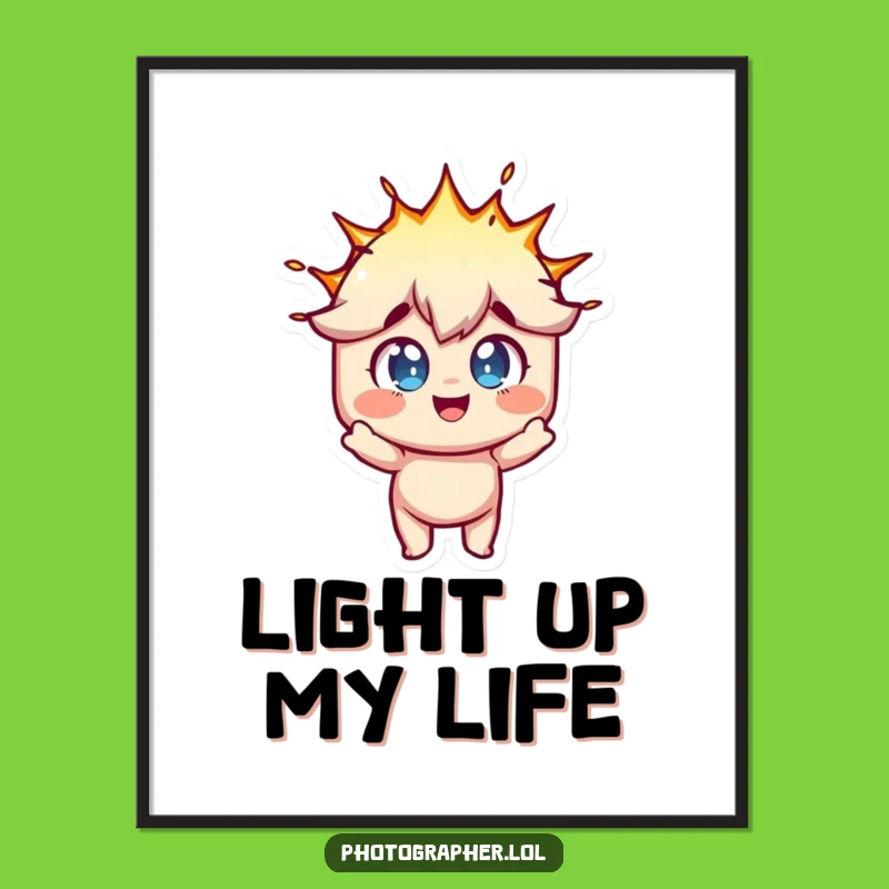 Funny Photographer Poster: Flash Bulb Art, Wide-Eyed Fun Decor Gift