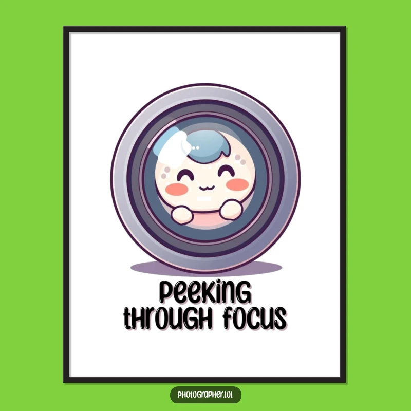 Funny Shy Photographer Art Print - Whimsical Wall Decor Gift!