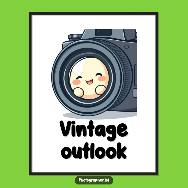 Funny Blob Photographer Poster: Giggling Character, Wall Art Gift