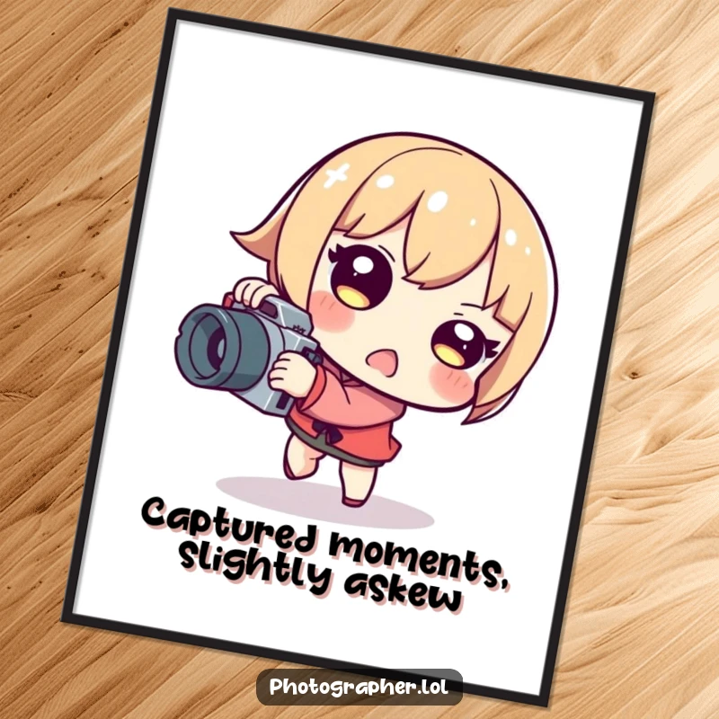 Funny Free Printable Wall Art: Character tripping with camera, playful surprise, humorous downloadable decor.