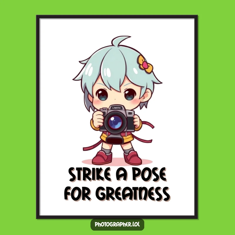 Free Printable Funny Wall Art: Dramatic Camera Trophy Pose, Regal Downloadable Decor