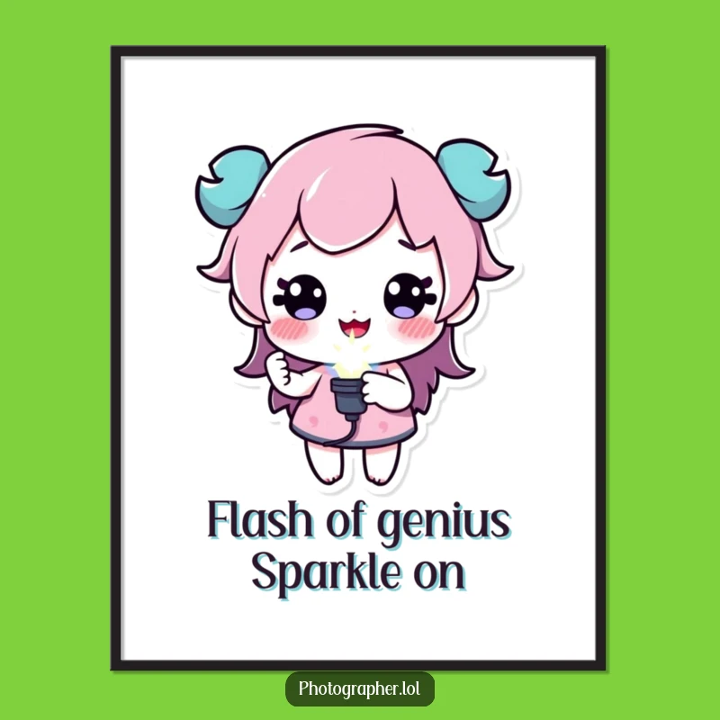 Free Printable Funny Wall Art: Sparkle Flashbulb Character, Quirky Downloadable Decor