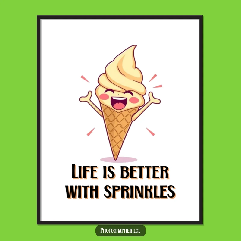 Free Printable Wall Art: Enthusiastic Ice Cream Dramatic Pose Downloadable Decor