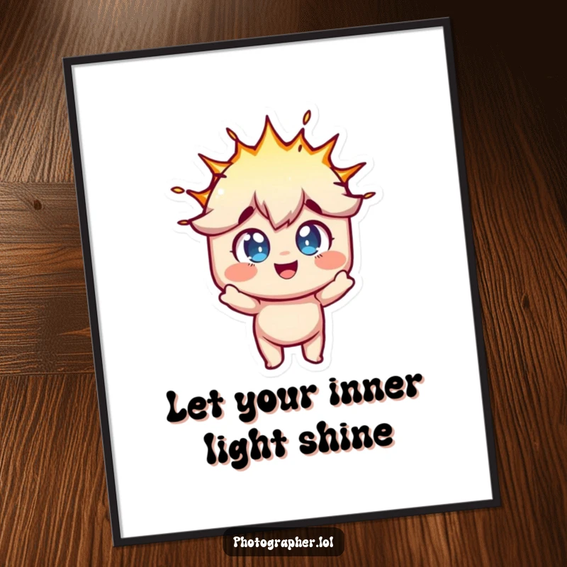 Funny Free Printable Wall Art: Eyes wide with fun as a camera flash bulb explodes.