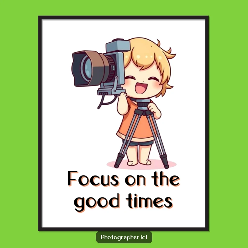 Funny Free Printable Wall Art: Photographer Character Giggle Vintage Camera Tripod