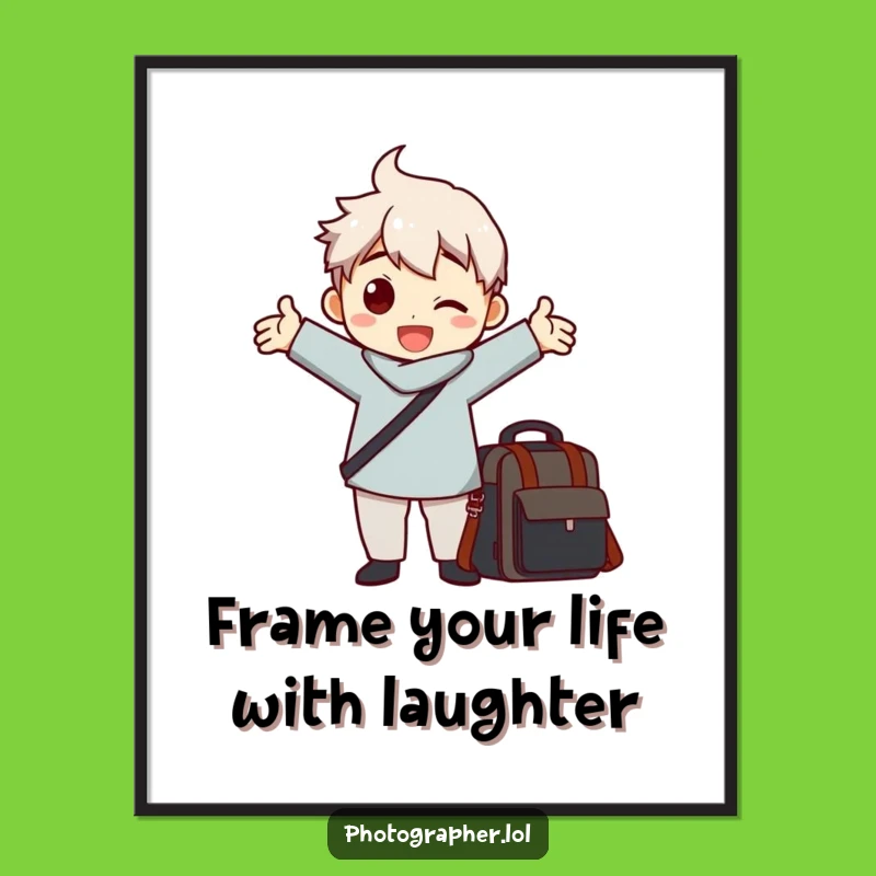 Funny Free Printable Wall Art: Photographer Character Striking a Comical Pose