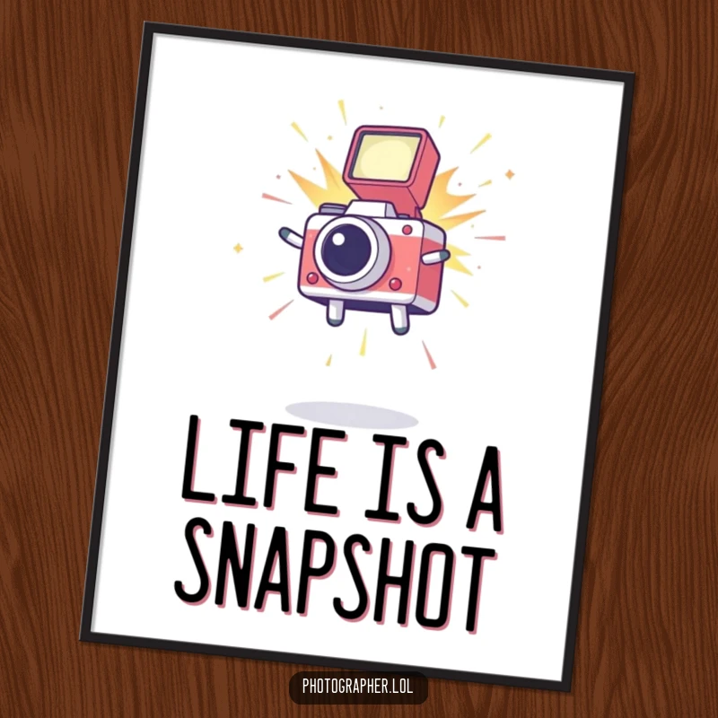 Free Printable Wall Art: A cute icon caught mid-leap with a camera flash explosion, radiating pure delight and energy.
