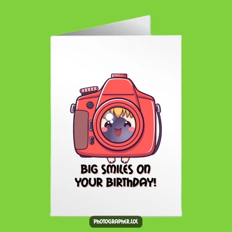 Free Printable Birthday Card: Cute Character Camera Surprise, Funny Photo Downloadable Gift