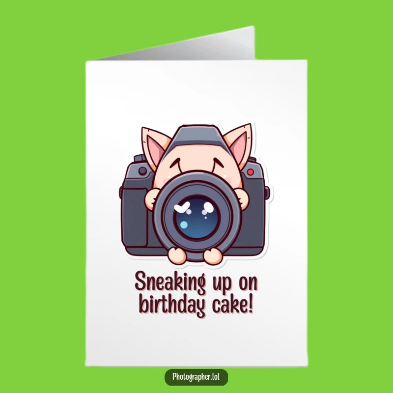 Free Printable Funny Birthday Card: Mischievous Camera Lens Character, Sneaky Downloadable Humor