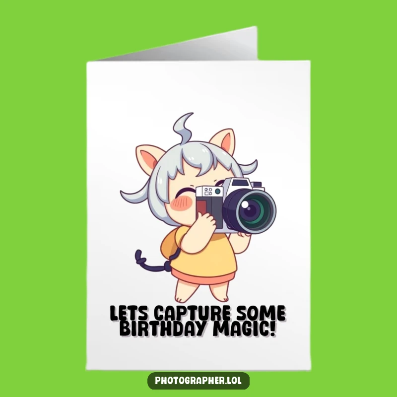 Free Printable Birthday Card: Joyful Photographer Character - Funny Downloadable Gift!