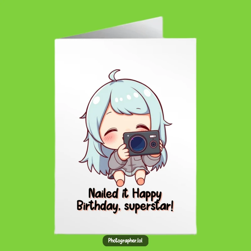 Free Printable Funny Birthday Card: Giggling Photographer Character, Downloadable DIY Gift