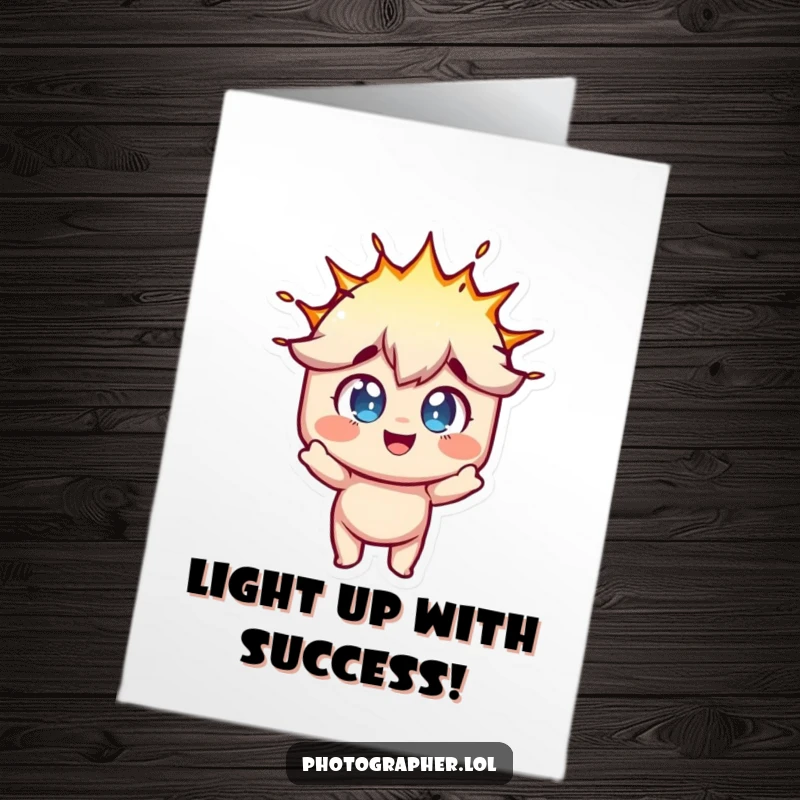 Funny Free Printable Congratulations Card: Flashing bulb erupts with fun, celebrating your amazing achievement.