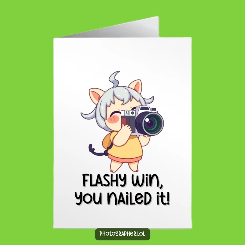 Free Printable Congrats Card: Joyful Photographer Character - Funny Downloadable Gift!