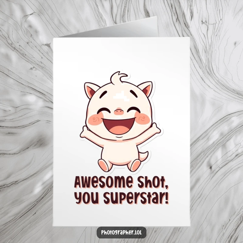 Funny Free Printable Congrats Card: Character strikes a silly, excited pose, perfect for congratulating someone with a fun downloadable gift.