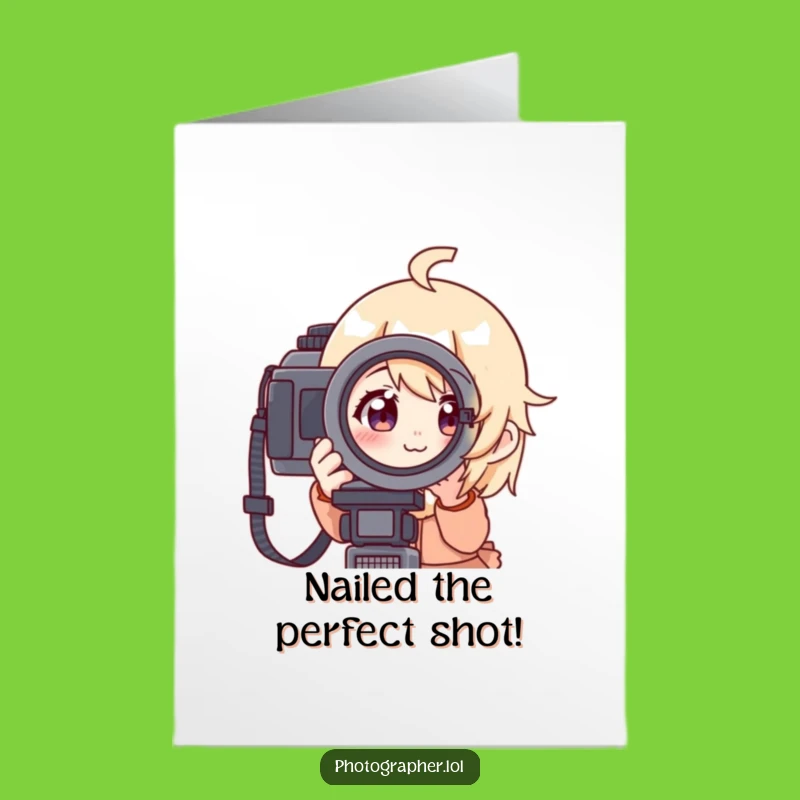 Free Printable Congrats Card: Focused Camera Character, Humorous Downloadable Gift