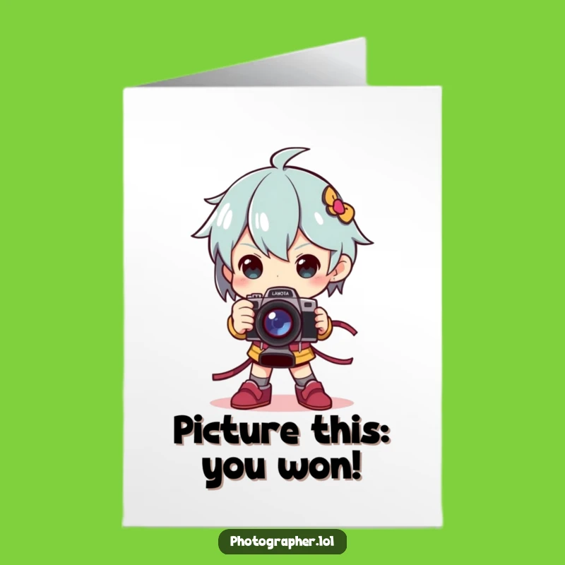 Free Printable Congrats Card: Dramatic Camera Trophy Pose, Celebrate Your Win