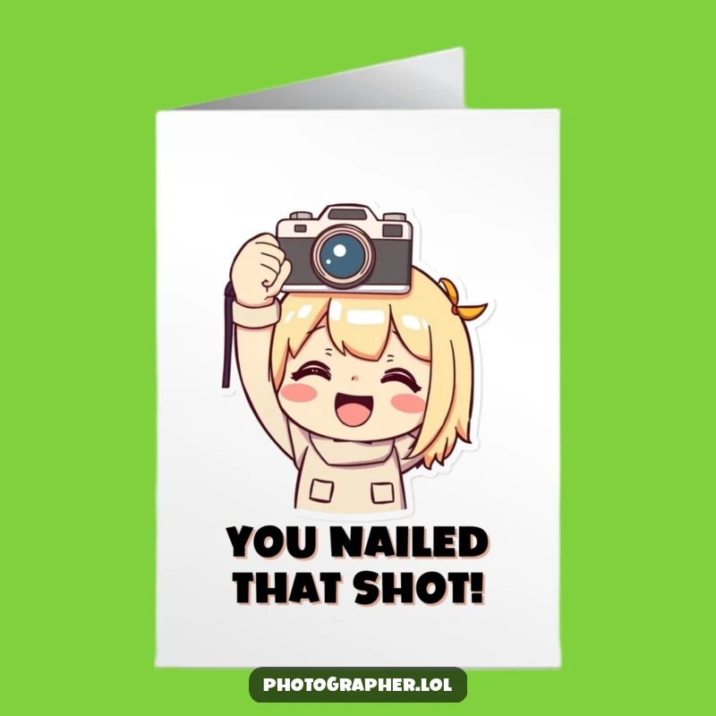 Free Printable Funny Photo Congrats Card: Triumphant Camera, Downloadable Gift