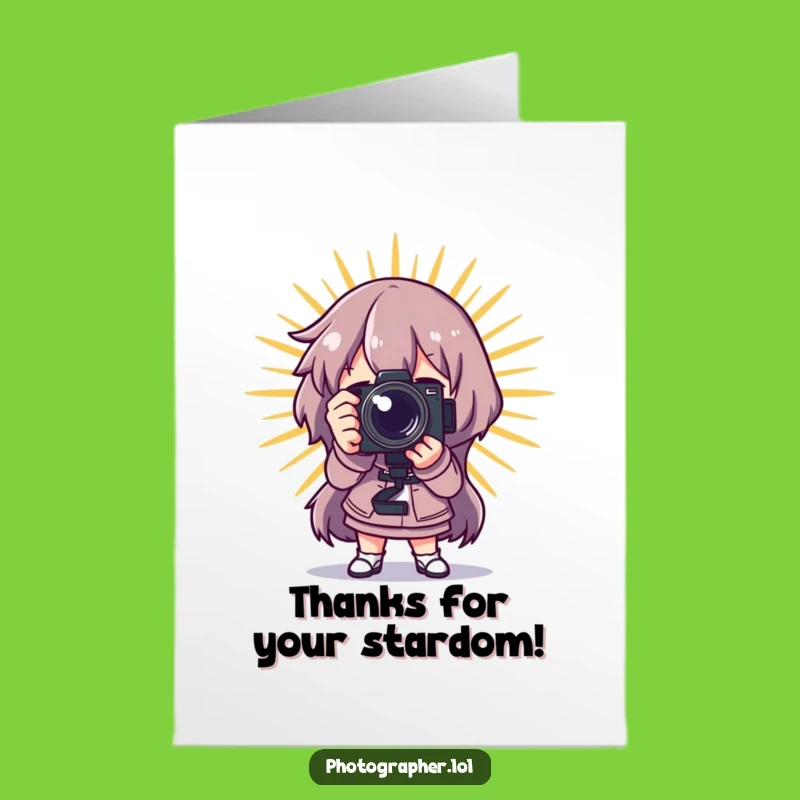 Free Printable Funny Star Thank You Card: Dramatic Camera Pose, Grateful Gift