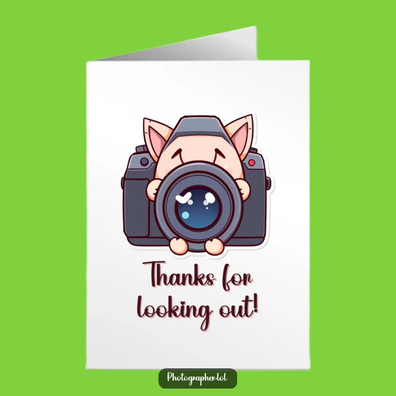Free Printable Thank You Card: Mischievous Camera Lens Character, Sneaky Gratitude Gift