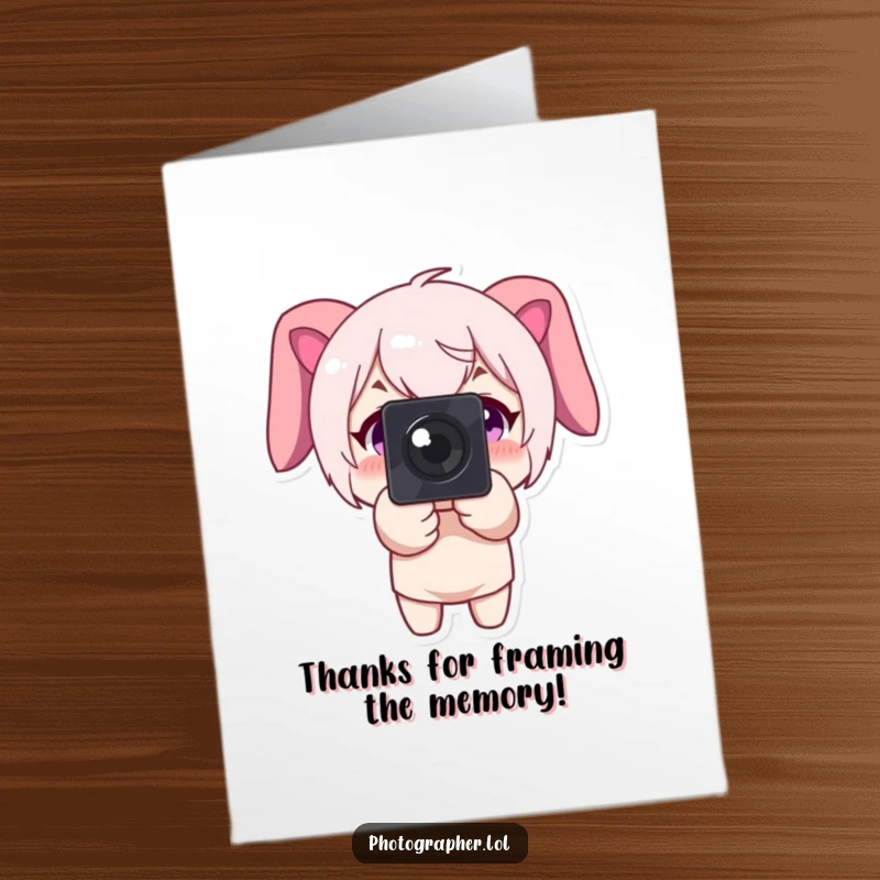 Funny Free Printable Thank You Card: Character smiles big, pointing camera forward to thank you.