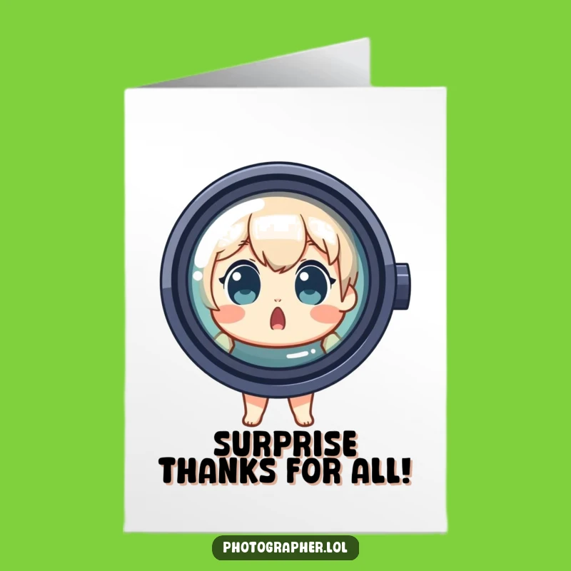 Free Printable Thank You Card: Surprised Photographer Character - Funny Downloadable Gift!