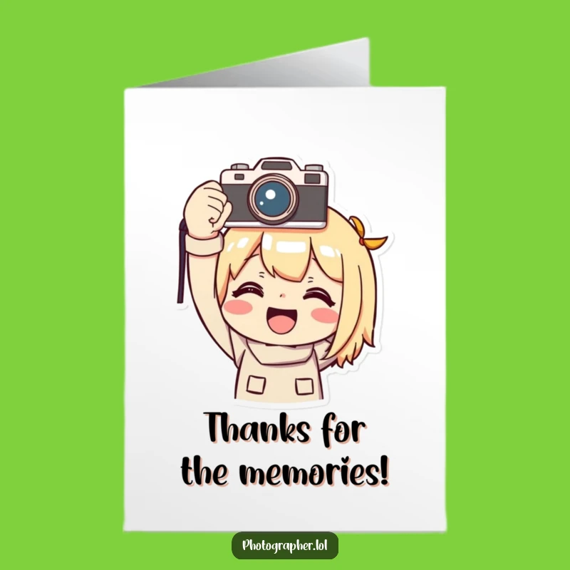 Free Printable Funny Photo Thank You Card: Triumphant Camera, Grateful Gift